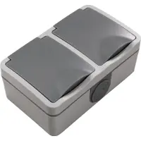 McPower Fix Dubbel stopcontact - Buitenstopcontact Horizontaal - Opbouw wandcontactdoos - IP54 - Grijs