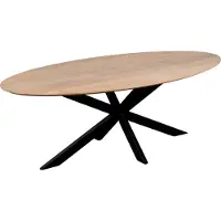 QUVIO Eettafel Sofia– Ovaal – 180x90 cm – Stalen kruispoot – FSC-gecertificeerd mangohout – Naturel