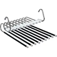 Somstyle Broekhanger Ruimtebesparend - Kleerhangers - 9 Hangers - Kledinghangers - Zilverkleurig, Zwart & Wit