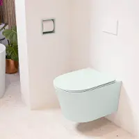 Mondiaz LAVIE hangend toilet single fire rimless diepspoel Greey, Toiletzitting met quick-release & softclose Greey