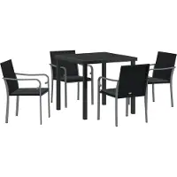 vidaXL Tuin Eettafel Set 5 st Zwart en Grijs PE Riet