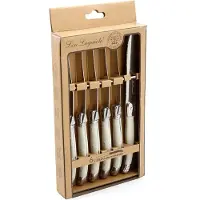 Lou Laguiole Messen Set Rustic Vleeswaren Wit Metaal 6 Stuks