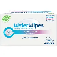 WaterWipes Gevoelige Doekjes voor Volwassenen - 180 Doekjes (6 Pakjes) - Extra Groot en Zacht voor de Gevoelige Huid
