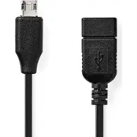 Nedis CCGB60515BK02 USB-Adapter USB 2.0 USB Micro-B Stecker USB-A Buchse 480 Mbps 0.20 m Rund Vernic