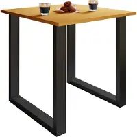 VCM Houten tafel | H. 76 x B. 140 x T. 50 cm | Hoogwaardige en solide voetsteun | IJzeren voeten | Keukentafel - Xona U