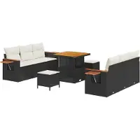 vidaXL Tuinbank Set 11 st 8-Aantal zitplaatsen Zwart en Crème