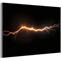 MuchoWow Aluminium schilderij 120x80 cm - Wanddecoratie metaal - Oranje - Bliksemflits - Licht - Metalen muurdecoratie woonkamer - Decoratie industrieel - Foto op dibond - Industriële accessoires slaapkamer