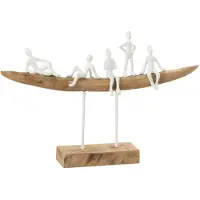 J-Line mensen op bank hout metaal naturel small 47x8x30.5cm