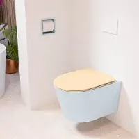 Mondiaz LAVIE hangend toilet single fire rimless diepspoel Clay, Toiletzitting met quick-release & softclose Sand