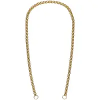 Lucardi Dames Stalen goldplated bedel ketting platte schakel dubbel - Ketting - Staal - Goudkleurig - 42 cm