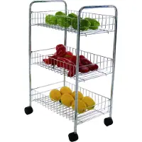 Spirella MSV Keuken/badkamer trolleyAA - rvs metaal - zilver - met wielen - 41 x 26 x 63 cm - Opberg trolley