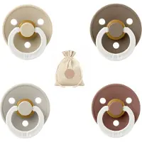 BIBS fopspenen maat 1 0-6 maanden - set 4 spenen + bolletoet speenzakje - Glow Sand, Vanilla, Dark oak en Woodchuck