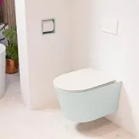Mondiaz LAVIE hangend toilet single fire rimless diepspoel Greey, Toiletzitting met quick-release & softclose Linen