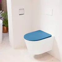 Mondiaz LAVIE hangend toilet single fire rimless diepspoel Talc, Toiletzitting met quick-release & softclose Jeans