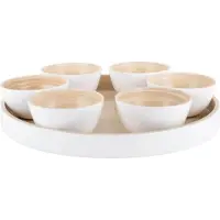 Present Time Schaal Tray Puro Rond - Wit - 32x32x6cm - Bamboe - Scandinavisch - Woonkamer