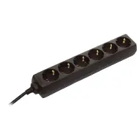 As Schwabe zoals - Schwabe stekkerdoos met 6 stopcontacten, zwart, 1,4 meter, IP20