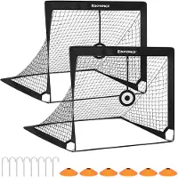 Songmics Set van 2 voetbaldoelen voor kinderen, Zwart