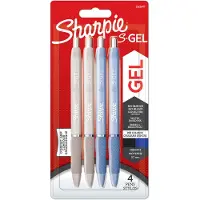 Sharpie S-gel | gelpennen | mediumpunt (0,7 mm) | ijsblauwe en parelwitte behuizingen | zwarte en blauwe inkt | 4 stuks