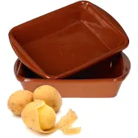MamboCat Set van 2 rechthoekige kleikommen 20x14,5cm - 99523