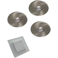 Doeco Super Light Emotion Led set van 3 spots met dimmer inbouw 12V/15W RVS look