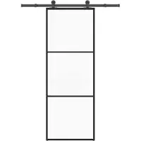 vidaXL Schuifdeur met beslag 76x205 cm ESG-glas en aluminium