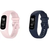 Strap-it Bundel van 2 Siliconen Bandjes - Geschikt voor Garmin Vivosmart 5 - Donkerblauw & Roze - Sportbandje - Sportarmband - Siliconen Band - Waterbestendig & zweetbestendig