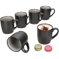 MamboCat Set van 6 steengoed koffiemokken Reactive Glaze Dark Cement voor 6 personen - 24321910