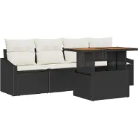 vidaXL Tuinset, 5-delig, zwart, polyrotan