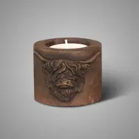 Brynxz – Theelichthouders - Set van twee verschillende hoogtes - Schotse Hooglander – Majestic Brown – Hoogte 8/11 cm Diameter 10/12 cm