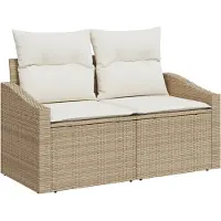 vidaXL Tuinbank Set 6 st Beige poly rattan