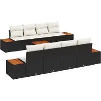 vidaXL Tuinbank Set 9 st Zwart Poly rattan