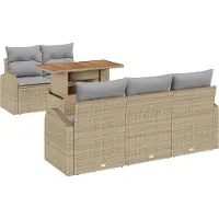 vidaXL Tuinbank Set 6 st beige en lichtgrijs
