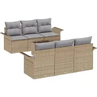 vidaXL Tuinbank Set 7 st Beige en Grijs poly rattan