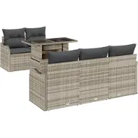 vidaXL Tuinbank Set 6 st Lichtgrijs Poly Riet