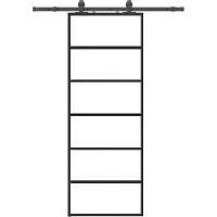 vidaXL Schuifdeur met beslagset 76x205 cm ESG glas zwart