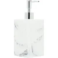 QUVIO Zeepdispenser met marmerlook - Kunststof - Wit