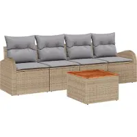 vidaXL Tuinbank Set 5 st Beige poly rattan