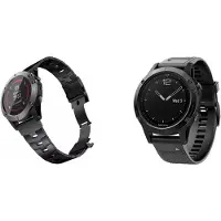 Strap-it Titanium Bandje (Zwart) + Siliconen Bandje (Zwart) - Geschikt voor Garmin Fenix 5/6 - RVS Armband - Stalen Schakelarmband - Luxe & duurzame bescherming
