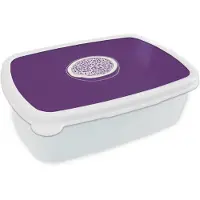MuchoWow Broodtrommel Wit - Lunchbox Passievrucht - Zaadjes - Paars - Minimalistisch - Brooddoos 18x12x6 cm - Brood lunch box - Broodtrommels voor kinderen en volwassenen