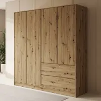 Meubella - Kledingkast Brett - Eiken - 195 cm