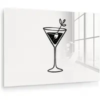 MuchoWow Glasschilderij 180x120 cm - Schilderij acrylglas - Cocktail - Glas - Olijf - Minimalistisch - Foto op glas - Muurdecoratie woonkamer - Wanddecoratie slaapkamer - Schilderijen