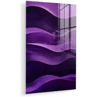 MuchoWow Glasschilderij 120x180 cm - Schilderij acrylglas - Golven - Abstract - Paars - Foto op glas - Muurdecoratie woonkamer - Wanddecoratie slaapkamer - Schilderijen