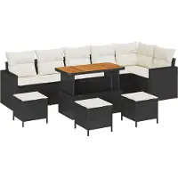 vidaXL Tuinbank Set 12 st 8-Aantal zitplaatsen Zwart en Crème