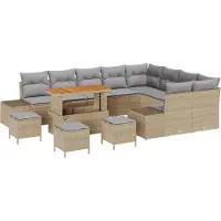 vidaXL Tuinbank Set 13 st 12-Aantal zitplaatsen Beige Poly rattan