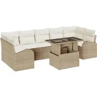 vidaXL Tuinbank Set 8 st Beige Poly Riet