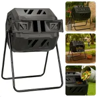 Cheqo Compostmolen 160L - Compost Molen - Compost Vat - Compostbak - Composter - Compostvat - Roterend Tuin Compostsysteem - Kunststof & Metaal - 360 Graden Ventilatie