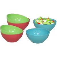 Gerimport Picknick/camping kommen/snack schaaltje - 12x stuks - multi - kunststof - herbruikbaar