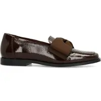 Manfield Bruine lakleren loafers met strik | Maat 38
