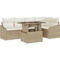 vidaXL Tuinbank Set 6 st Beige en Crème 55 x 55 x 37 cm poly rattan