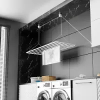 Erica Wanddroogrek hangend | 70x50cm Droogrek Inklapbaar | 5,6 Meter Drooglengte | Wasrek Wit | Hangdroogrek Metal | Staal met PVC-vrije Coating | Droogrek Inklapbaar Muur